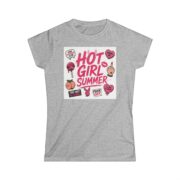 Hot Girl Summer Graphic Tee — Feminine Slogan T-Shirt with Pink Stickers & Playful Icons - Image 9