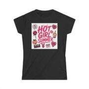 Hot Girl Summer Graphic Tee — Feminine Slogan T-Shirt with Pink Stickers & Playful Icons - Image 5