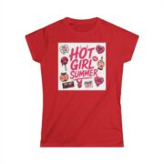 Hot Girl Summer Graphic Tee — Feminine Slogan T-Shirt with Pink Stickers & Playful Icons - Image 29