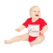 Personalized Baby Bodysuit "Emma" – Pink Heart Name Infant Onesie - Image 12