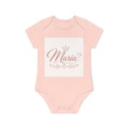 Maria Baby Bodysuit — Personalized Pink Princess Organic Short Sleeve Onesie - Image 4