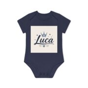 Baby Bodysuit — Personalized "Luca" Crown Name Onesie (Organic Short Sleeve) - Image 10