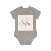 Personalized Baby Bodysuit — "Sofia" Script Name with Hearts | Organic Short Sleeve - Image 7
