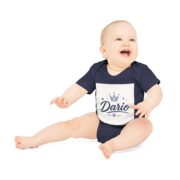 Personalized Baby Bodysuit - "Dario" Name with Crown Design (Organic Short Sleeve) - Image 12