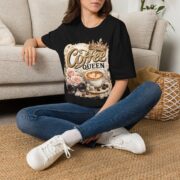Coffee Queen T‑Shirt — Vintage Crown Latte Design - Image 6