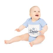 Personalized Baby Bodysuit - "Dario" Name with Crown Design (Organic Short Sleeve) - Image 9