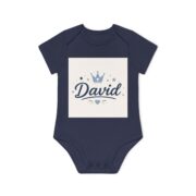 Baby Bodysuit - Personalized 'David' Crown Name Onesie, Organic Short Sleeve Baby Shower Gift - Image 10