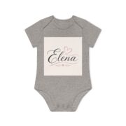 Personalized Baby Bodysuit – 'Elena' Script Name Onesie (Pink Heart) - Image 7