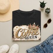 Coffee Queen T‑Shirt — Vintage Crown Latte Design - Image 5