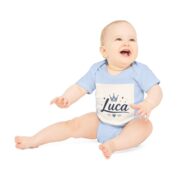 Baby Bodysuit — Personalized "Luca" Crown Name Onesie (Organic Short Sleeve) - Image 9