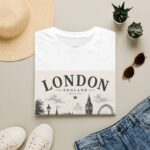 London England Vintage Skyline T-Shirt — Big Ben & London Eye Travel Tee