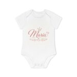 Maria Baby Bodysuit — Personalized Pink Princess Organic Short Sleeve Onesie