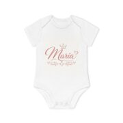 Maria Baby Bodysuit — Personalized Pink Princess Organic Short Sleeve Onesie