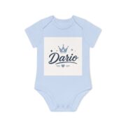 Personalized Baby Bodysuit - "Dario" Name with Crown Design (Organic Short Sleeve) - Image 7
