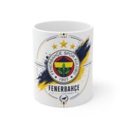 Fenerbahçe Ceramic Mug — Fenerbahçe Spor Kulübü Crest with Yellow & Navy Brushstroke