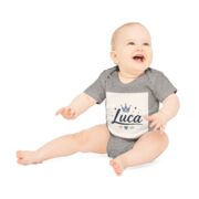 Baby Bodysuit — Personalized "Luca" Crown Name Onesie (Organic Short Sleeve) - Image 6