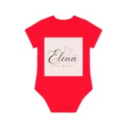 Personalized Baby Bodysuit – 'Elena' Script Name Onesie (Pink Heart) - Image 10