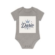 Personalized Baby Bodysuit - "Dario" Name with Crown Design (Organic Short Sleeve) - Image 4