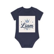 Personalized Baby Bodysuit – 'Liam' Crown Name Onesie (Organic Short Sleeve) - Image 10
