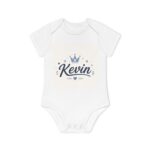 Personalized Baby Bodysuit "Kevin" — Crown Name Onesie, Newborn Gift