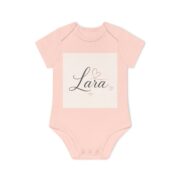 Personalized 'Lara' Baby Bodysuit — Soft Pink Heart Name Onesie - Image 4