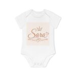 Personalized Baby Bodysuit "Sara" – Rose Gold Crown Newborn Gift