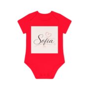 Personalized Baby Bodysuit — "Sofia" Script Name with Hearts | Organic Short Sleeve - Image 10