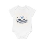Baby Bodysuit — Personalized "Matteo" Crown Baby Onesie | Newborn Gift
