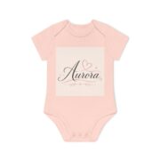 Aurora Baby Bodysuit — Personalized Pink Name Organic Short Sleeve Onesie - Image 4
