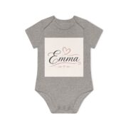 Personalized Baby Bodysuit "Emma" – Pink Heart Name Infant Onesie - Image 7