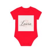 Personalized Baby Bodysuit with Name "Laura" — Cute Heart Script Organic Onesie - Image 10