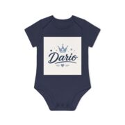 Personalized Baby Bodysuit - "Dario" Name with Crown Design (Organic Short Sleeve) - Image 10