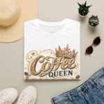 Coffee Queen T‑Shirt — Vintage Crown Latte Design