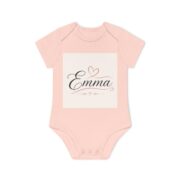 Personalized Baby Bodysuit "Emma" – Pink Heart Name Infant Onesie - Image 4