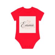 Personalized Baby Bodysuit "Emma" – Pink Heart Name Infant Onesie - Image 10