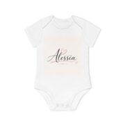 Personalized Baby Bodysuit — "Alessia" Script Name Design with Hearts
