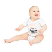 Baby Bodysuit — Personalized "Luca" Crown Name Onesie (Organic Short Sleeve) - Image 3