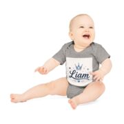Personalized Baby Bodysuit – 'Liam' Crown Name Onesie (Organic Short Sleeve) - Image 6