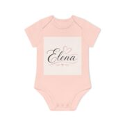 Personalized Baby Bodysuit – 'Elena' Script Name Onesie (Pink Heart) - Image 4