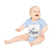 Personalized Baby Bodysuit – 'Liam' Crown Name Onesie (Organic Short Sleeve) - Image 9