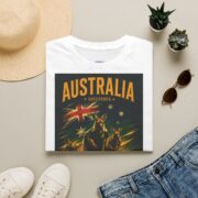 Australia Soccerroos T‑Shirt — Vintage Kangaroo & Flag Soccer Fan Tee
