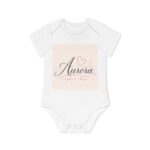 Aurora Baby Bodysuit — Personalized Pink Name Organic Short Sleeve Onesie