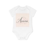 Aurora Baby Bodysuit — Personalized Pink Name Organic Short Sleeve Onesie
