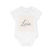 Personalized 'Lara' Baby Bodysuit — Soft Pink Heart Name Onesie