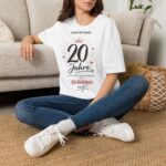 20 Jahre Geburtstag T-Shirt für Frauen – "20 Jahre" Jubiläums-Shirt mit Krone & Herzen